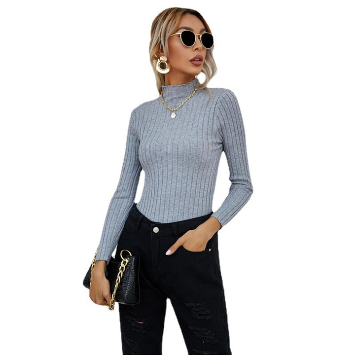 Ladies elegant ribbed sweater with high collar Lune London