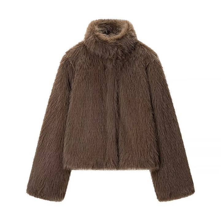 Veste en peluche confortable pour femmes avec col haut et coupe ample Chic & Stil