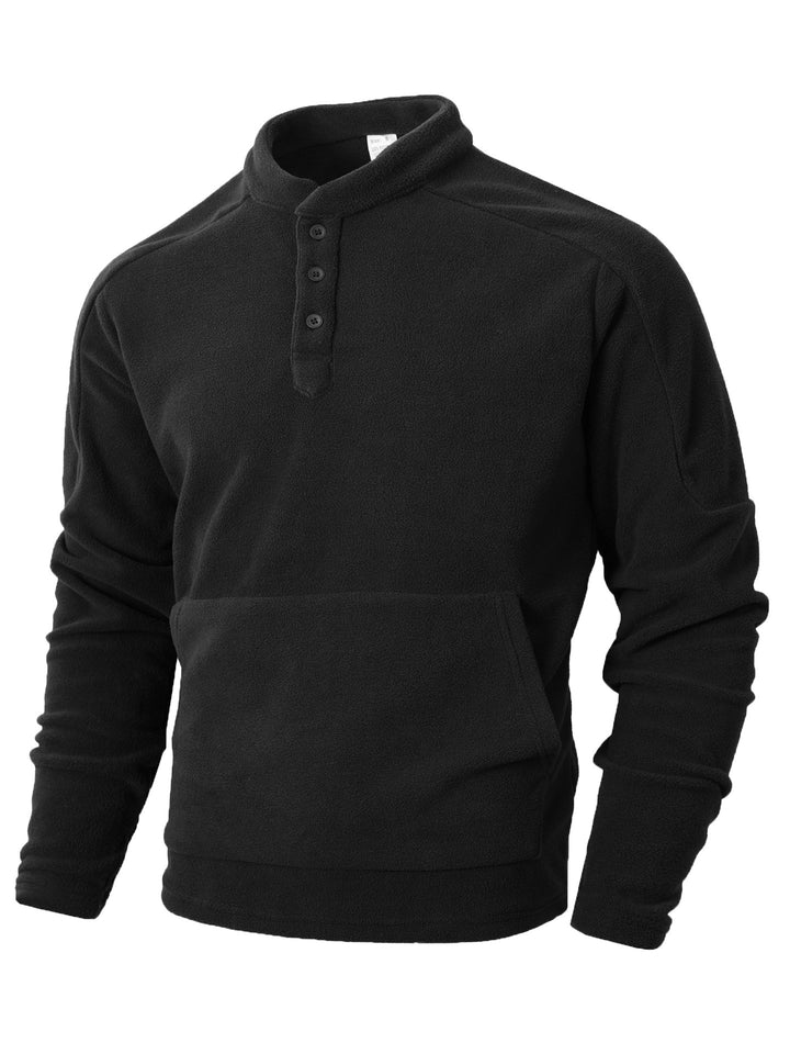 Men's fleece pullover with trendy high collar and practical button details Lune London