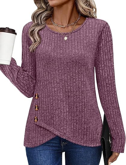 Dames haut tendance et décontracté avec détails de bouton Chic & Stil