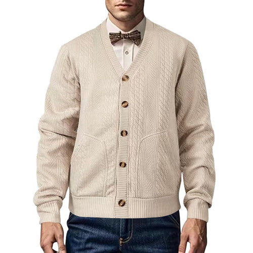 Men's knitted jacket with classic design and structured pattern Amarae