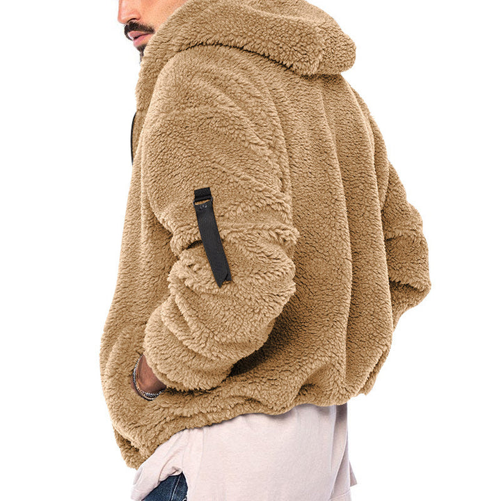 Cozy fleece jacket for men with hood and practical zippers Lune London