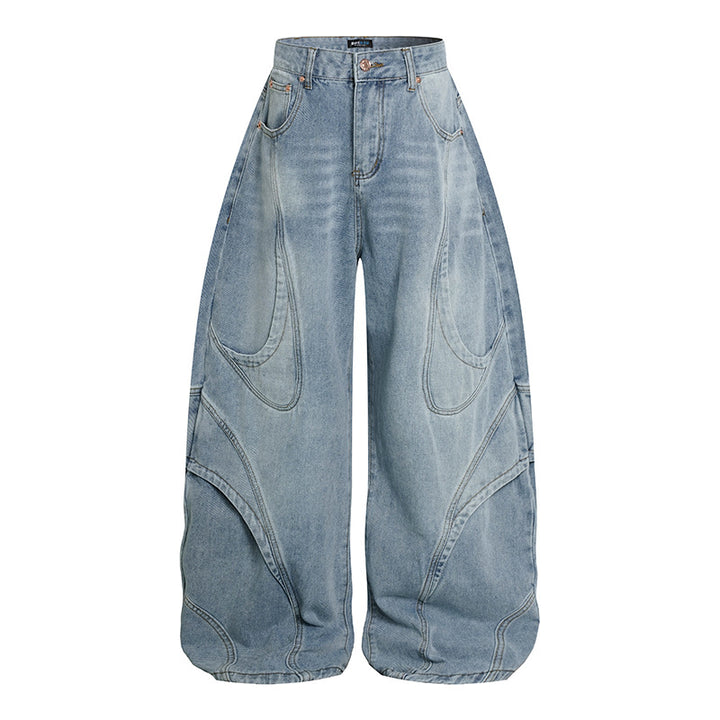 Women's Wide High-Waisted Balloon Jeans with Distinctive Panel Seams Amarae