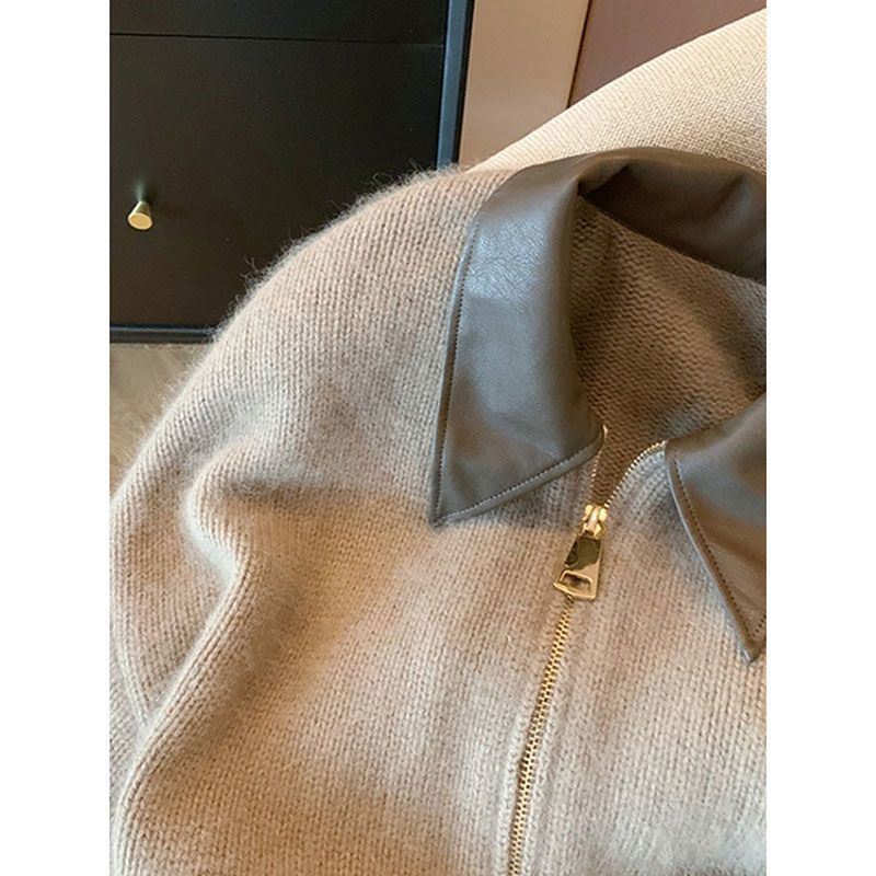 Veste coupée pour femmes avec col en cuir Chic & Stil