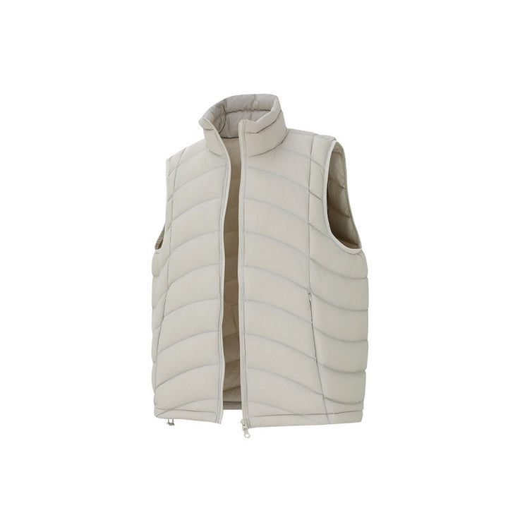 Unisex ultralight down look quilted vest with two-way zipper and stand-up collar Amarae