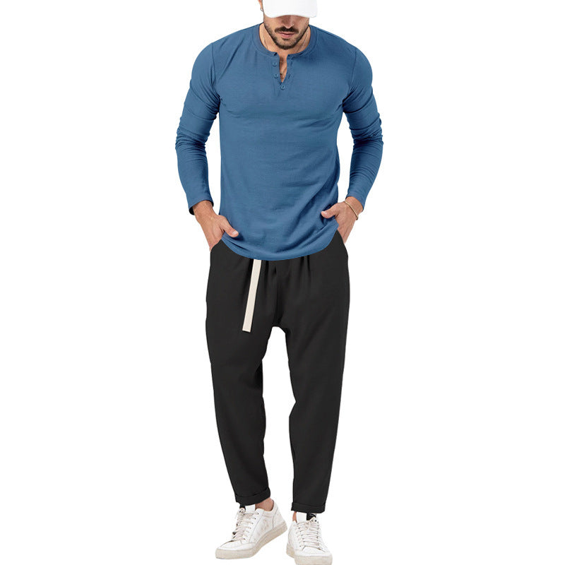 Men's Casual Long Sleeve Henley T-Shirt and Comfortable Jogging Pants Set Lune London