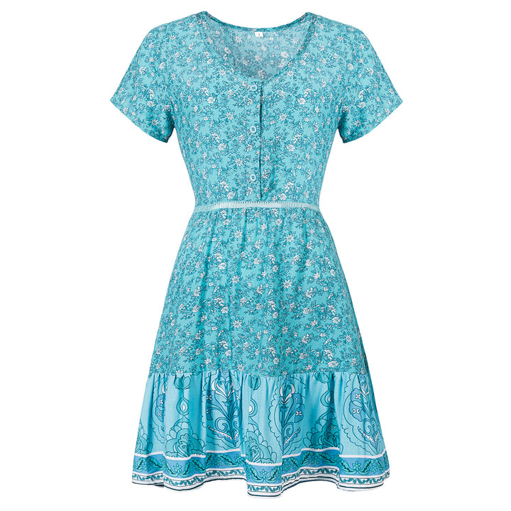 Elegant summer dress for women with floral design and belt waist Lune London