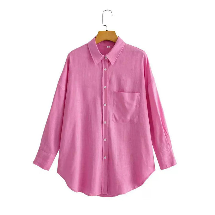 Chemise Blouse Oversized Décontractée Femme avec Poche Poitrine et Structure Subtile Chic & Stil