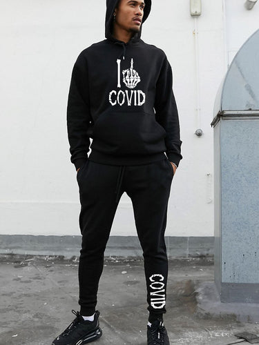 Men's Hooded and Sport Pants Set with Bold Graphic Print Amarae