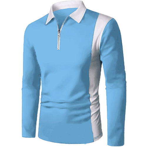 Men's Long Sleeve Polo with Modern Zipper and Contrasting Inserts Amarae