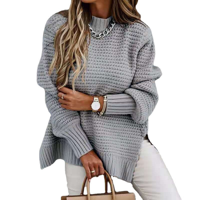 Women’s chunky knit sweater with a relaxed fit and a high collar Lune London