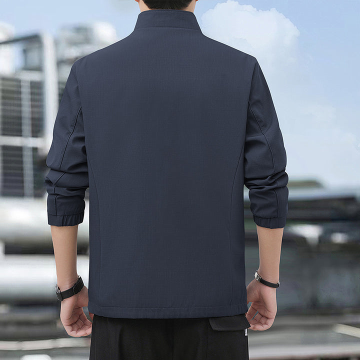 Men's Lightweight Everyday Softshell Jacket with Stand-Up Collar, Wind-Resistant Membrane and Zipper Pockets Amarae