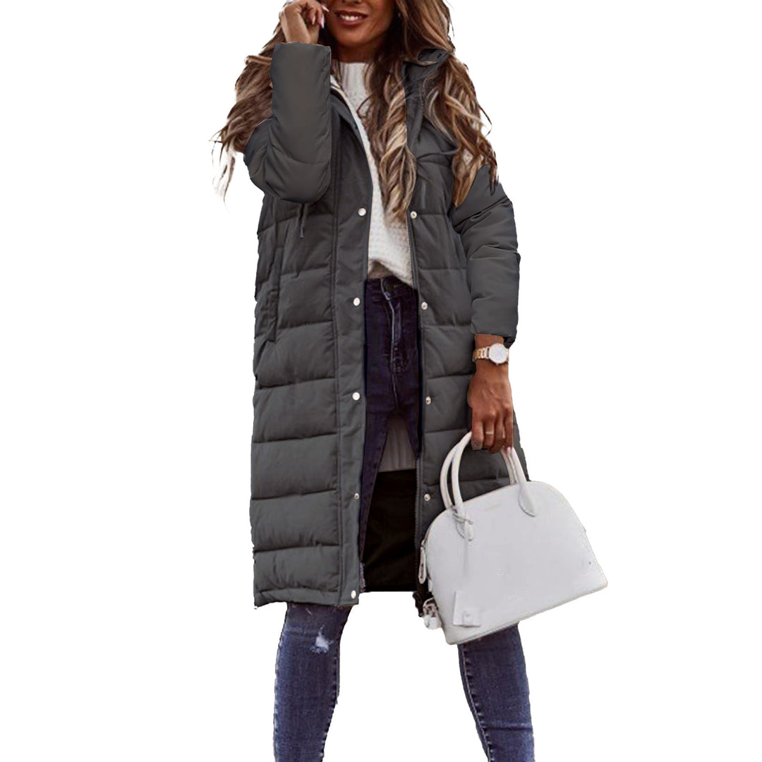 Ladies Long Long Down Jacket with High Collar and Practical Chic Pockets