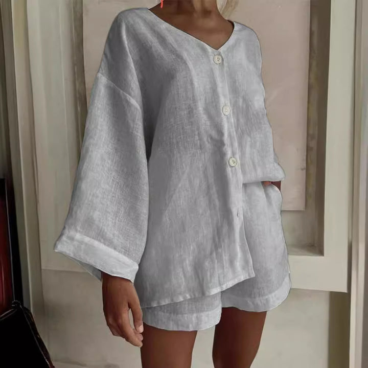 Casual women's outfit with a loose top and shorts Lune London