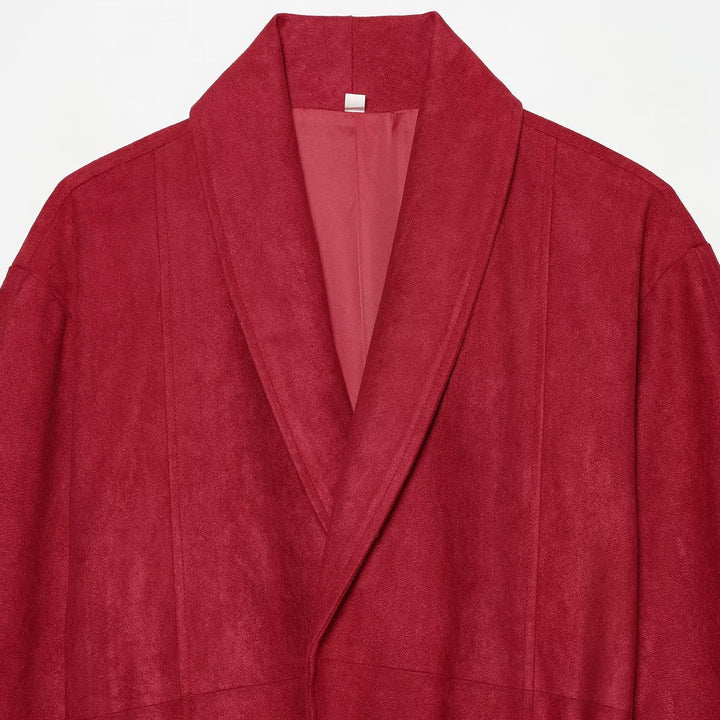 Women Cropped Jacket in Kimono Style made of Velvet Look with Shawl Collar and Tie Belt Amarae