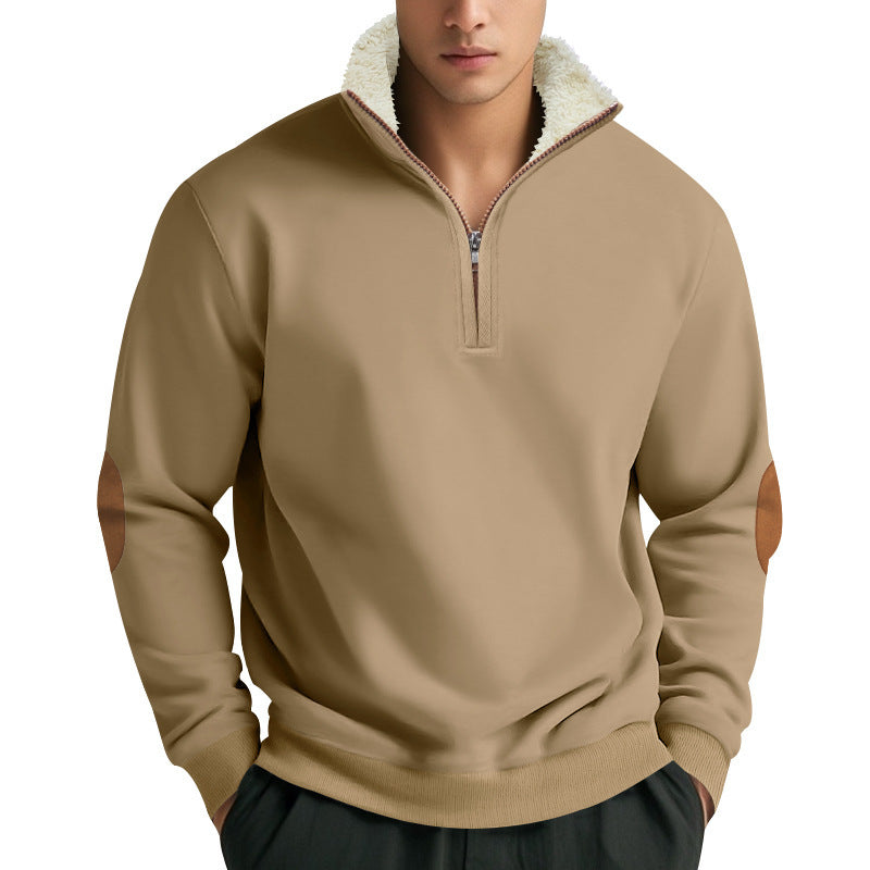 Fleece pullover for men with high collar and zipper Amarae