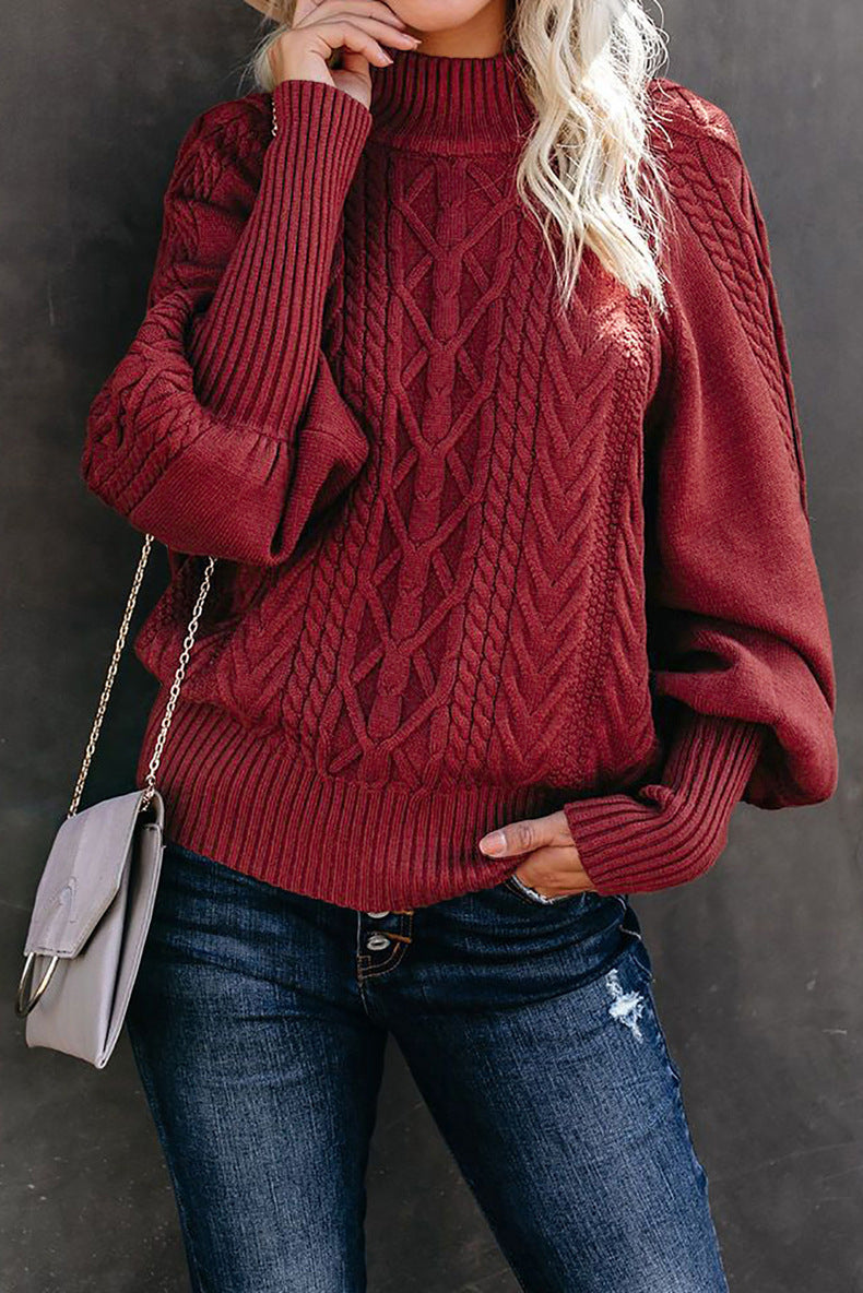 Pull en maille pour femmes avec col montant et motif en câble Chic & Stil