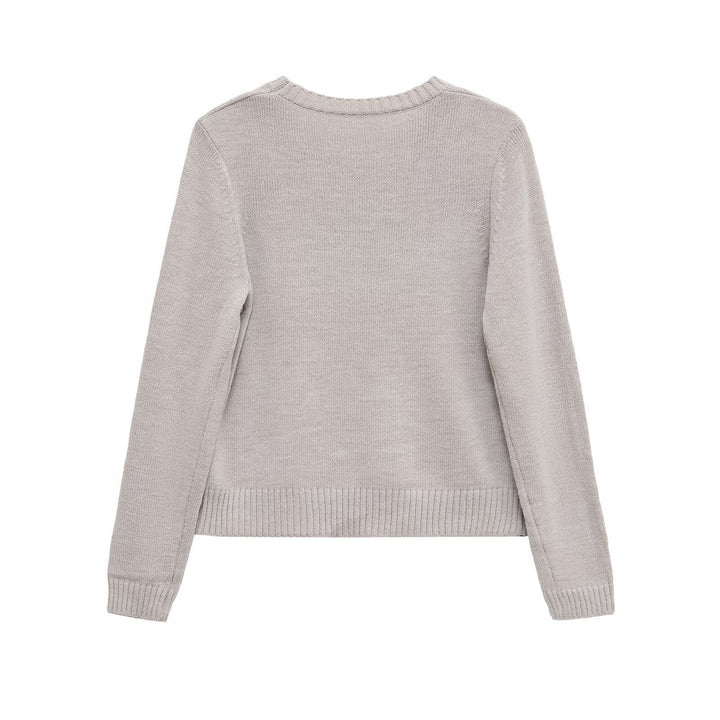 Women's plush wool sweater with round neck and elastic cuffs Lune London