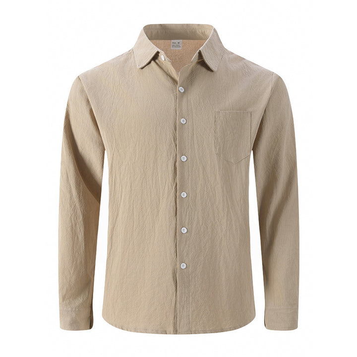 Men's Elegant Casual Shirt with Natural Texture and Practical Chest Pocket Amarae