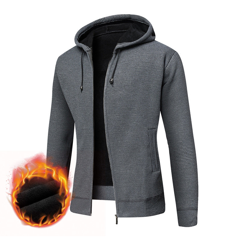 Men's fleece hooded jacket with trendy ribbed design Lune London