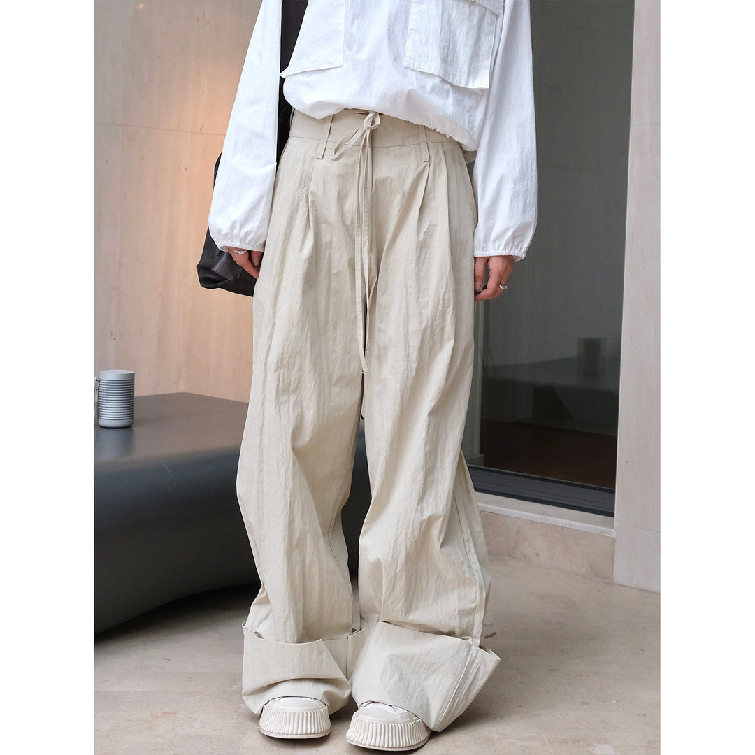 Women Wide High-Waist Palazzo Pants with Drawstring, Pleats and Extra Wide Leg Amarae