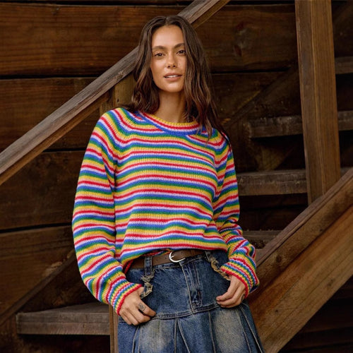 Casual knitted sweater for women with a modern striped look Amarae