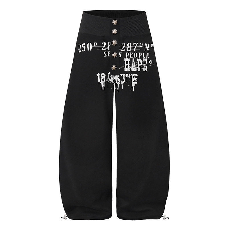 Women's culotte lounge pants with high ribbed waistband, front decorative button placket and adjustable hem Amarae