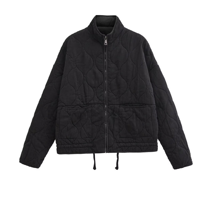 Ladies quilted transition jacket with high collar and practical pockets Amarae