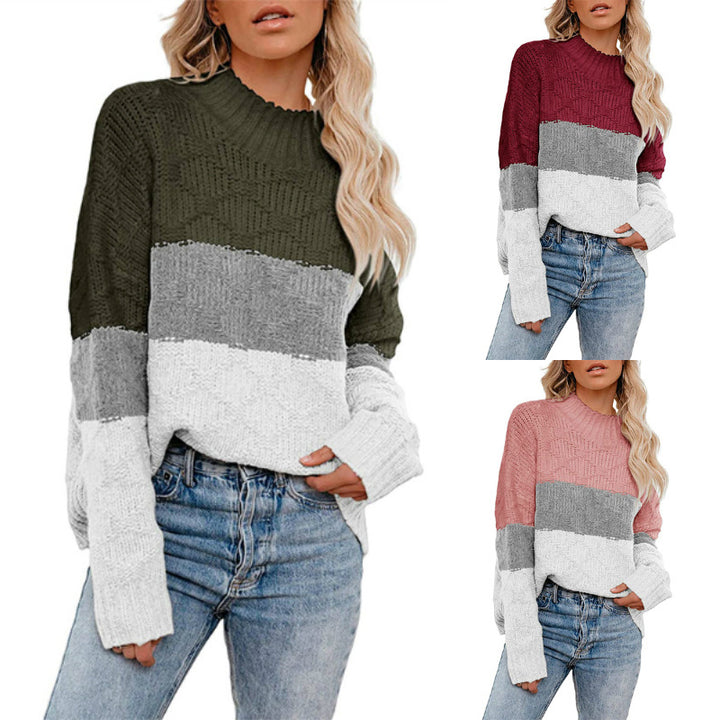 Women’s chunky knit sweater with modern block design Lune London
