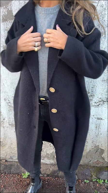 Oversized wool coat for women with button details Lune London