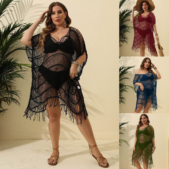 Transparent fringe beach dresses for women sleeveless Cover-Up Amarae