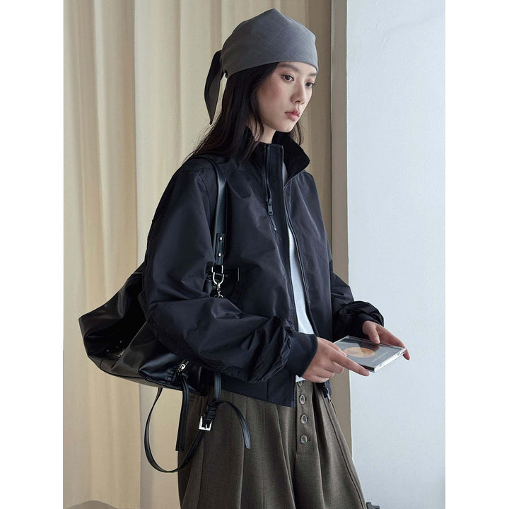 Women’s short lightweight windbreaker bomber jacket with stand-up collar and elastic cuffs Amarae