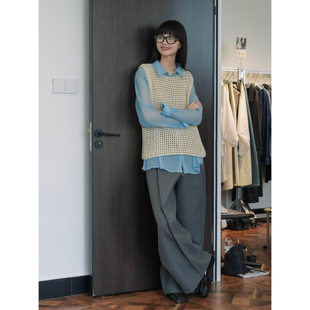 Women Crocheted Chunky Knit Vest in Layering Style made of Cotton Blend Amarae