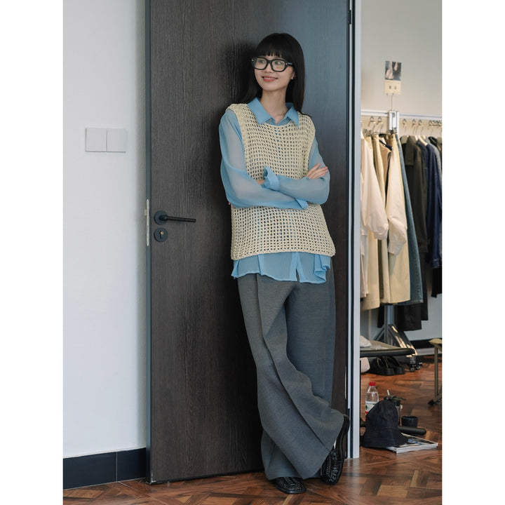 Women Crocheted Chunky Knit Vest in Layering Style made of Cotton Blend Amarae