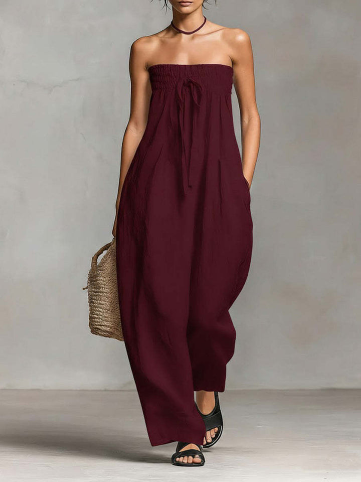 Women's Casual Jumpsuit with Elastic Top and Wide Leg Lune London