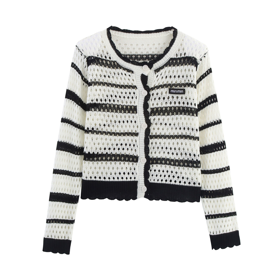 Ladies knitted airy vest with modern stripes Lune London