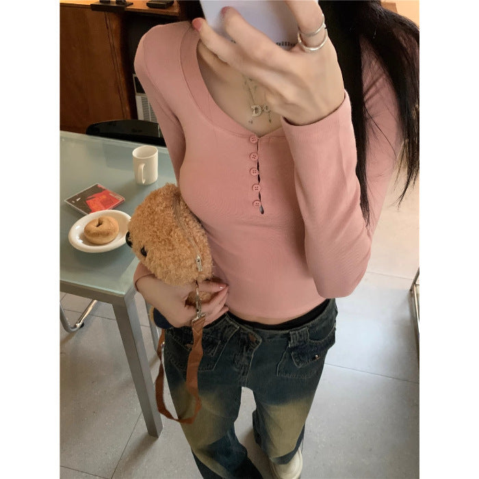Women Long-sleeved top with button placket Chic & Stil