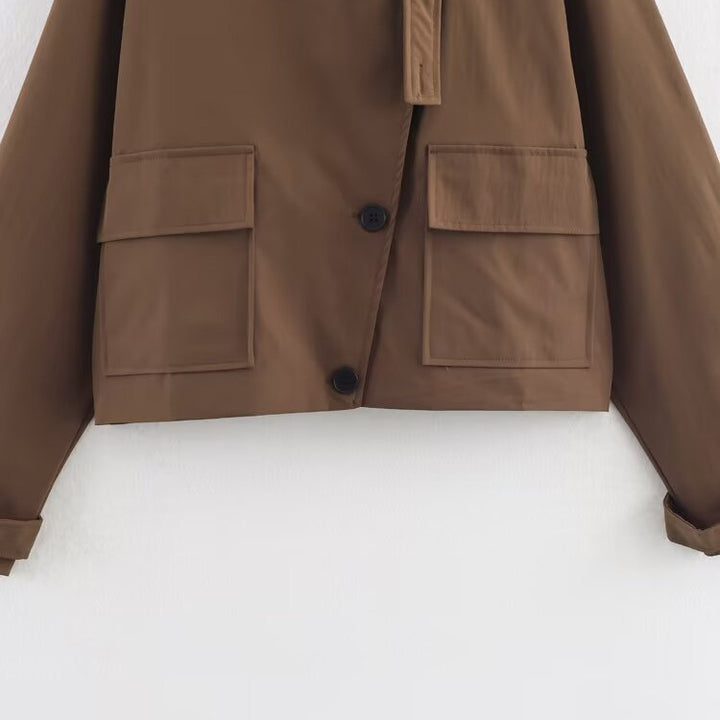 Casual utility jacket for women with practical flap pockets and stylish high collar Lune London
