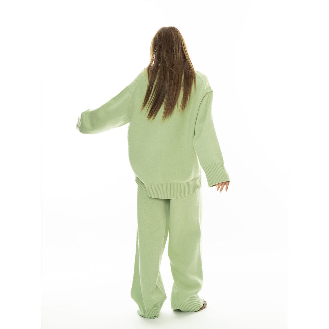 Women's Cozy Knit Loungewear Set made of Wool Blend with Oversized Sweater and Wide Palazzo Pants Amarae