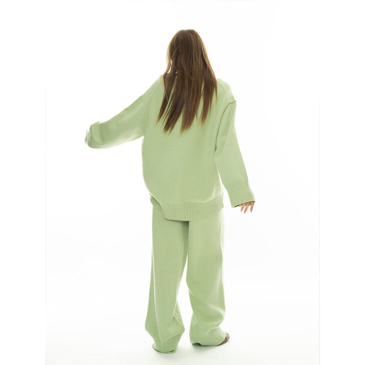 Women's Cozy Knit Loungewear Set made of Wool Blend with Oversized Sweater and Wide Palazzo Pants Amarae