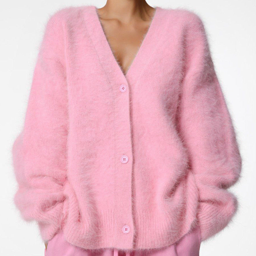 Ladies Oversized Plush Cardigan Lune London