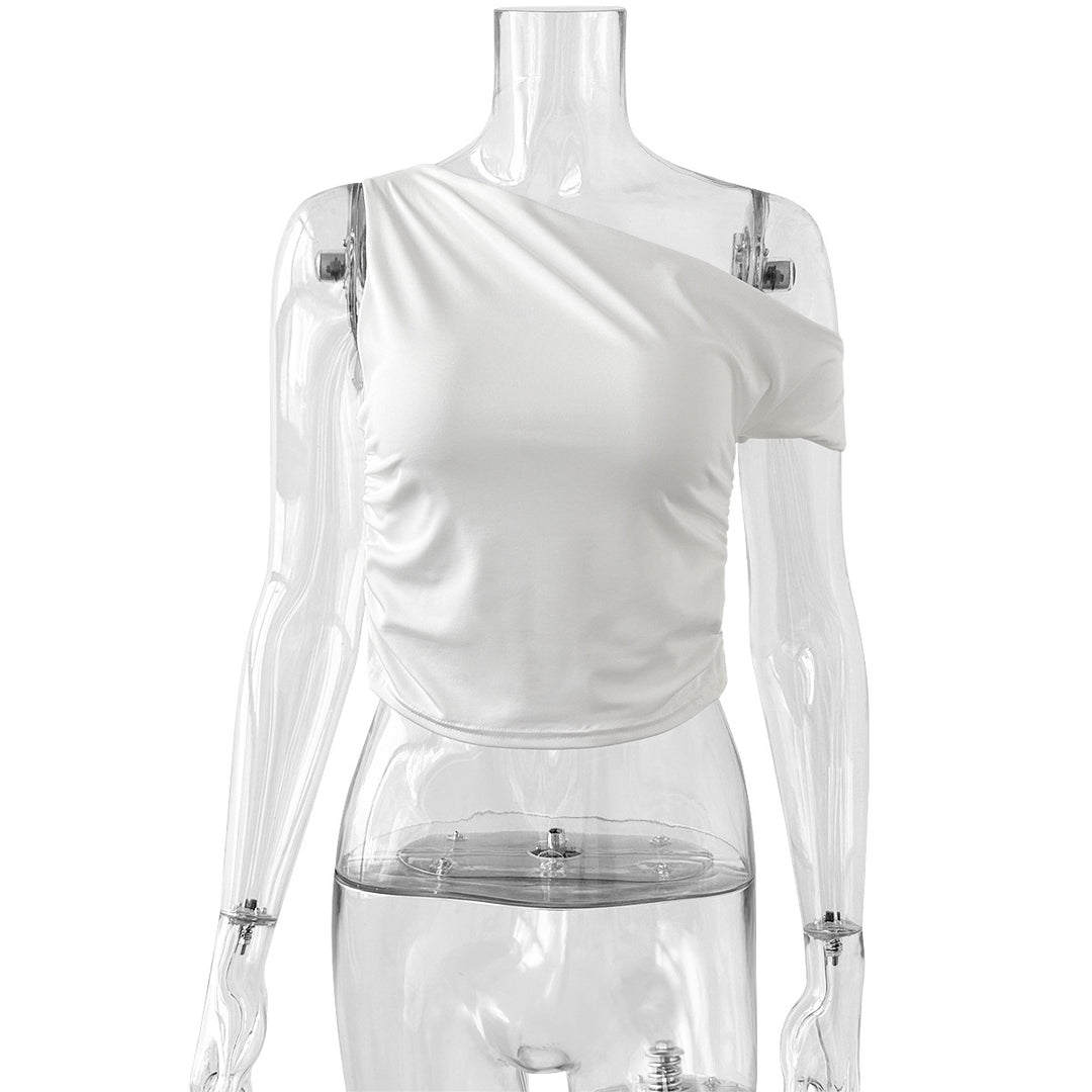 Women's asymmetrical crop top with gathers Lune London