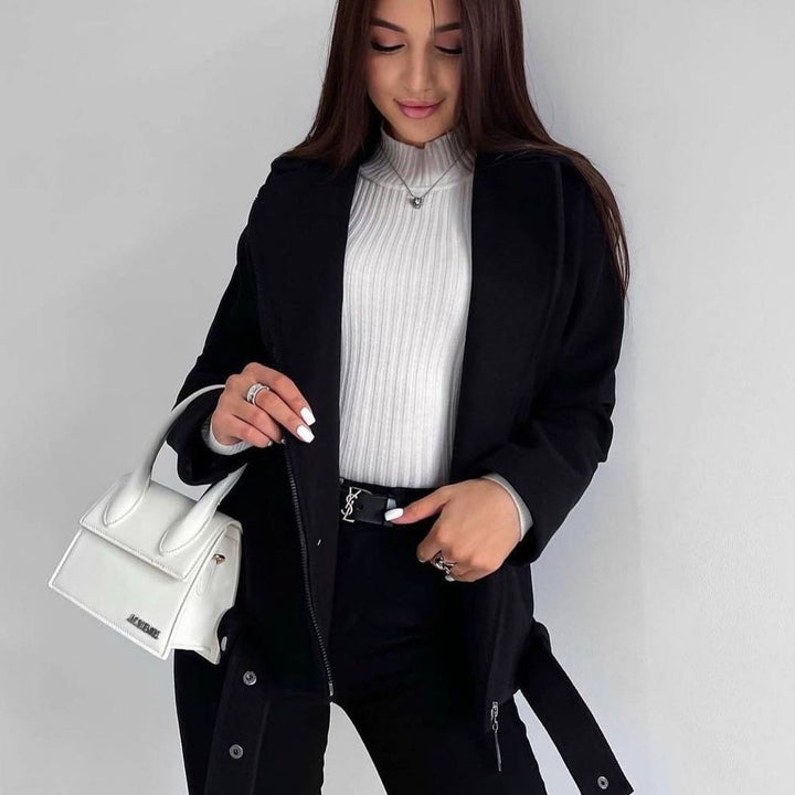 Trendy transitional jacket for women with asymmetrical zipper and practical pockets Lune London