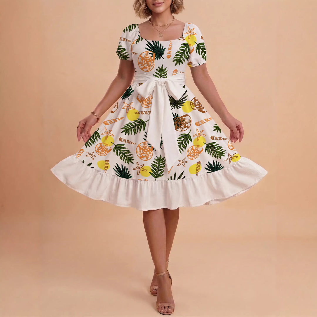 Women's dress with tailored fit and playful floral pattern Lune London