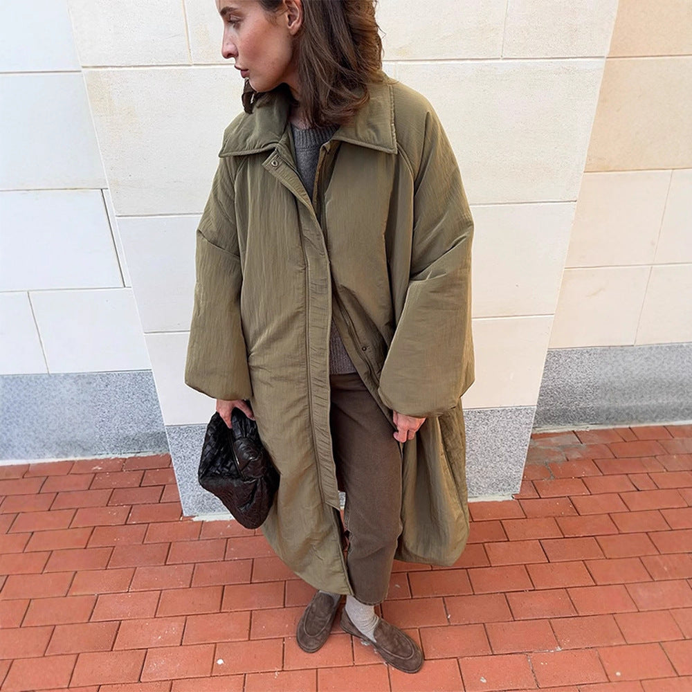 Women's Oversized Padded Coat with Balloon Hem and Raglan Sleeves Amarae