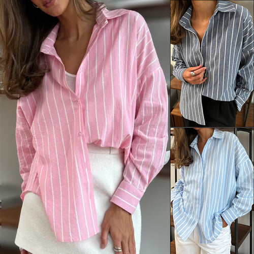 Casual cotton shirt for women with striped design and loose fit Amarae