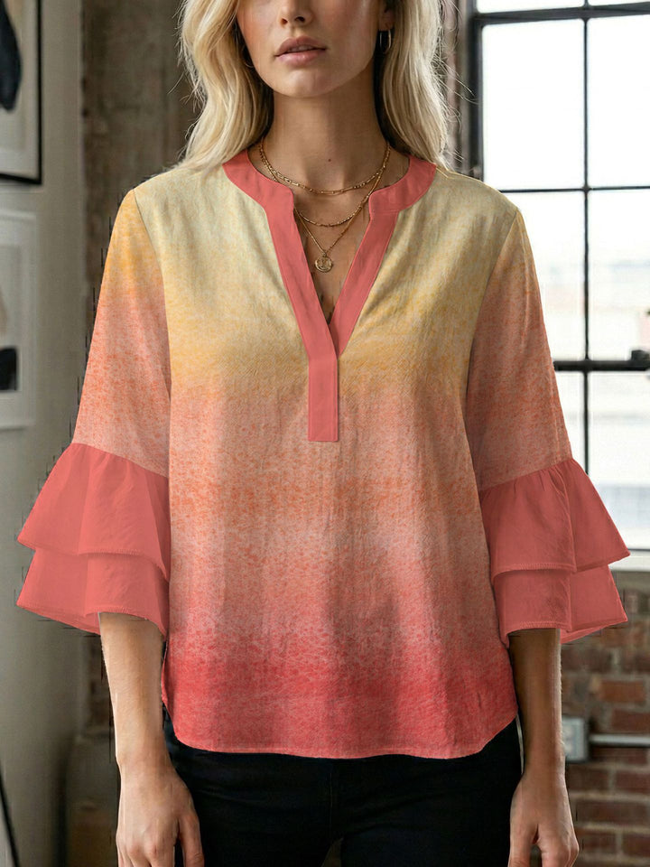 Women's blouse shirt with voluminous sleeves and creative print design Lune London