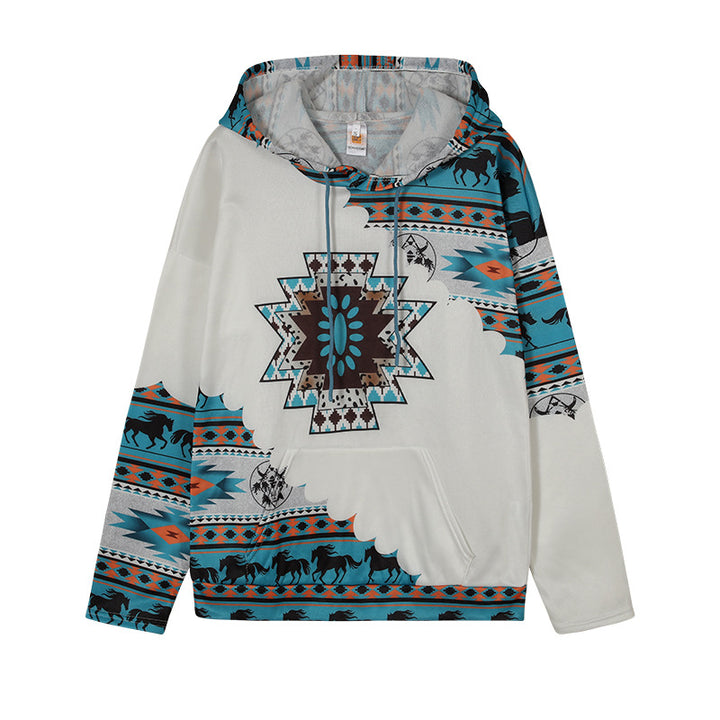 Hooded sweatshirt for women with an innovative tribal design and a comfortable fit Lune London