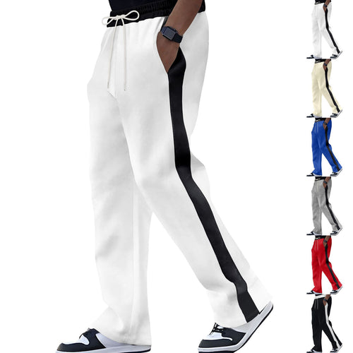 Trendy sports pants for men with elastic waistband and contrasting side stripes Amarae