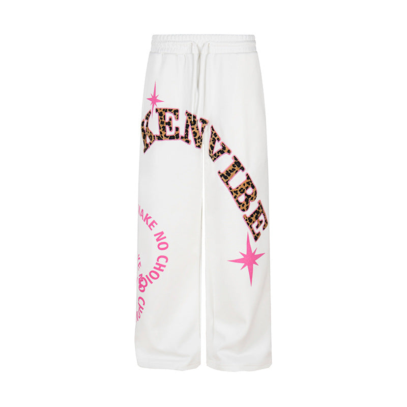 Women's wide jogging pants in culotte style with drawstring and statement print Amarae